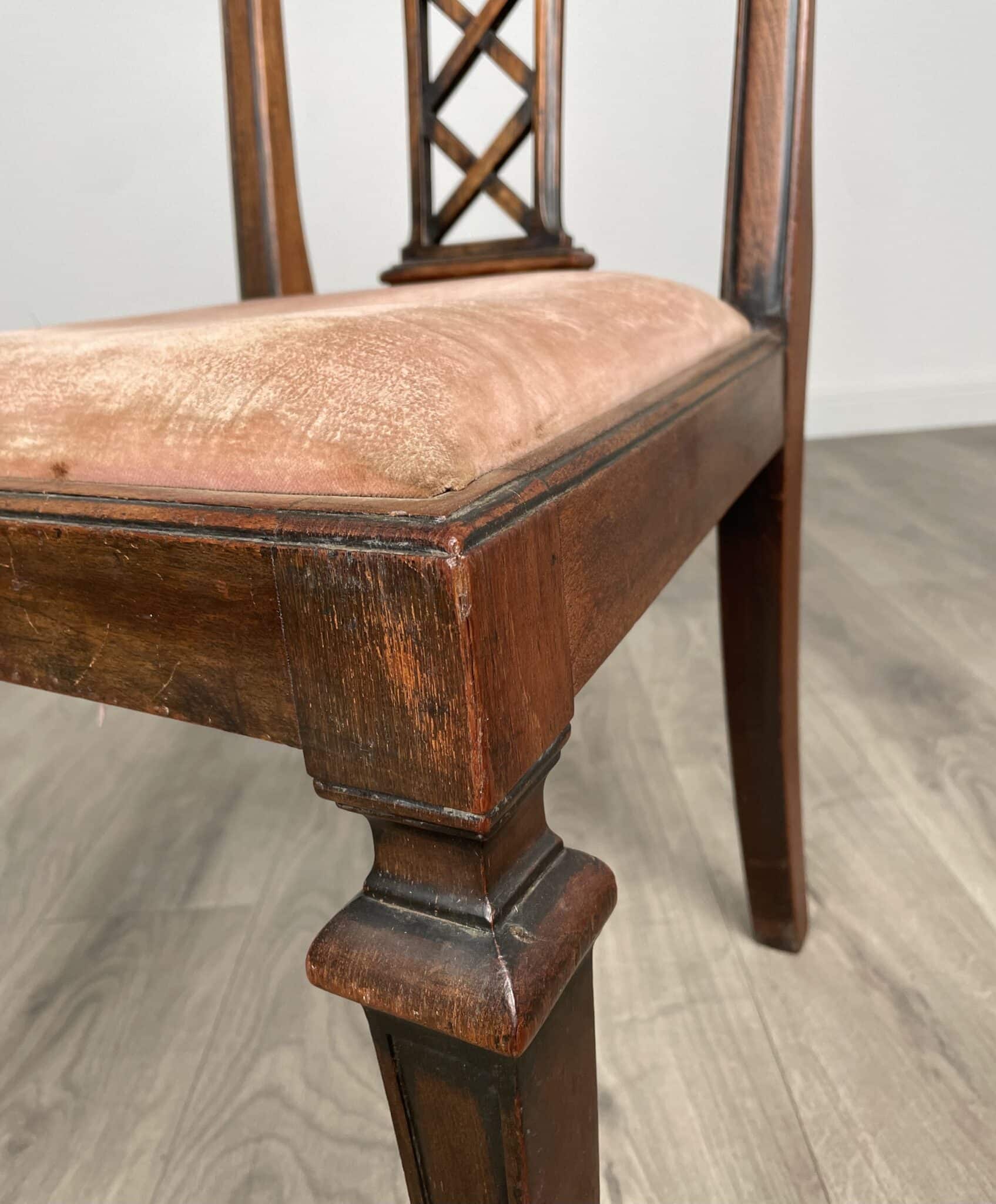 Antique 18th Century Bedroom Chair / Hall Chair In Mahogany