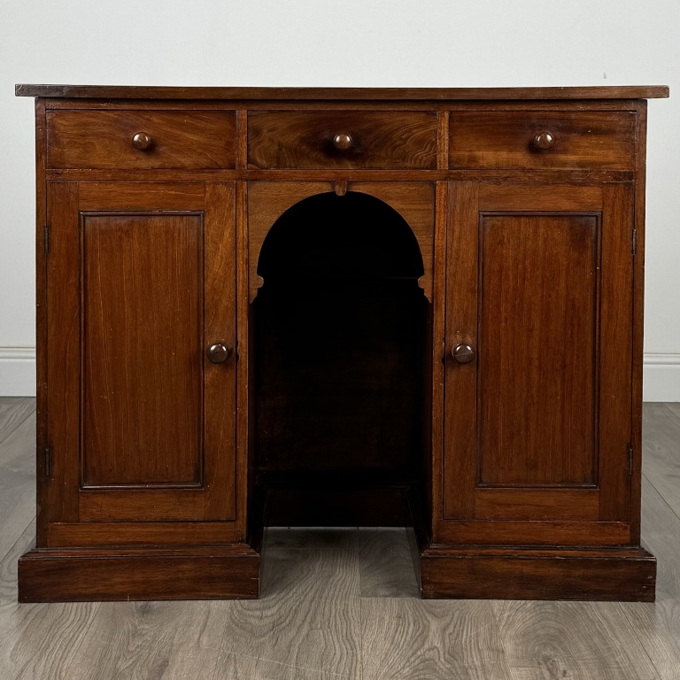Antique 19th Century Unusual Mahogany Desk Of Small Proportion