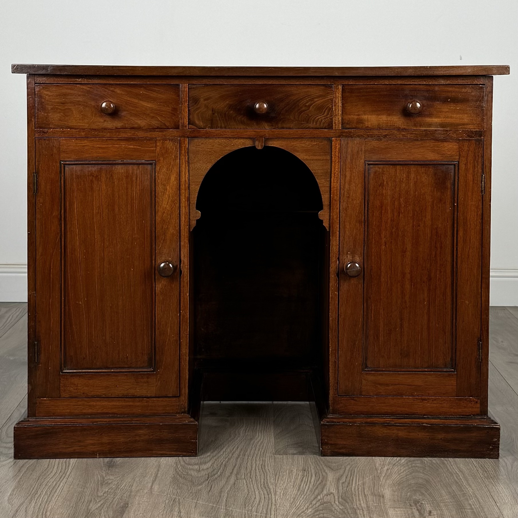 Antique 19th Century Unusual Mahogany Desk Of Small Proportion