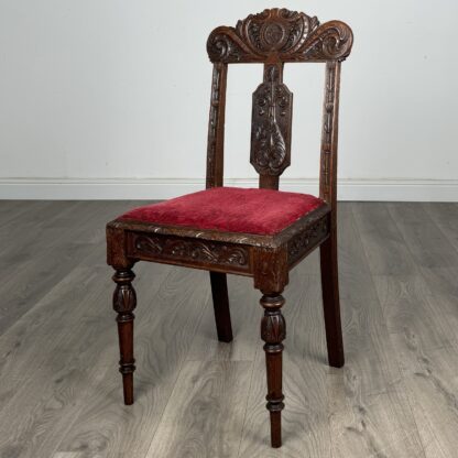 Antique Late 19th Century Set Of 6 Carved Oak Dining Chairs - Image 3