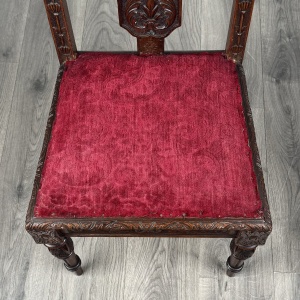 Antique Late 19th Century Set Of 6 Carved Oak Dining Chairs