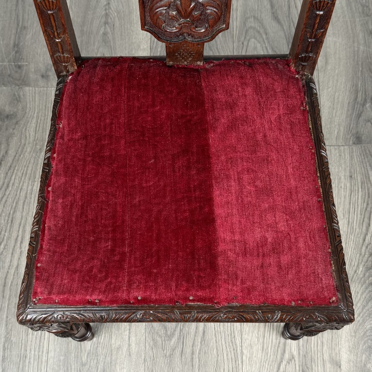 Antique Late 19th Century Set Of 6 Carved Oak Dining Chairs - Image 9