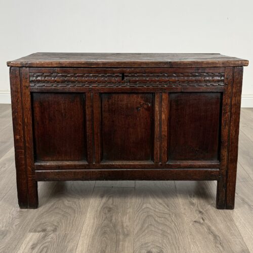 Antique 18th Century Coffer / Blanket Box Of Small Proportions