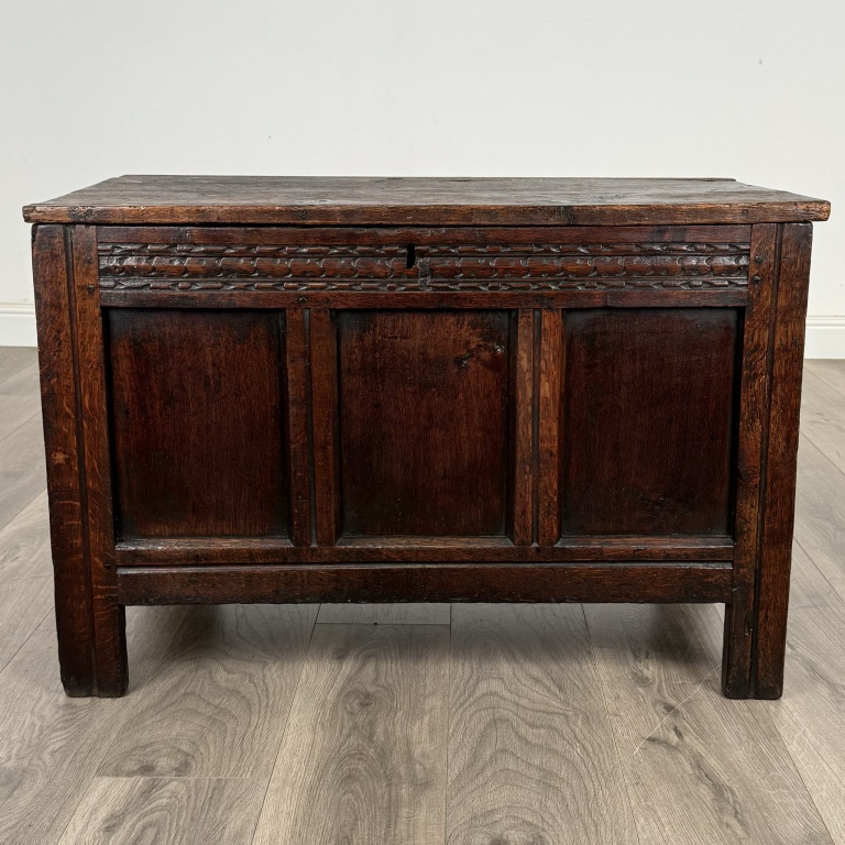 Antique 18th Century Coffer / Blanket Box Of Small Proportions