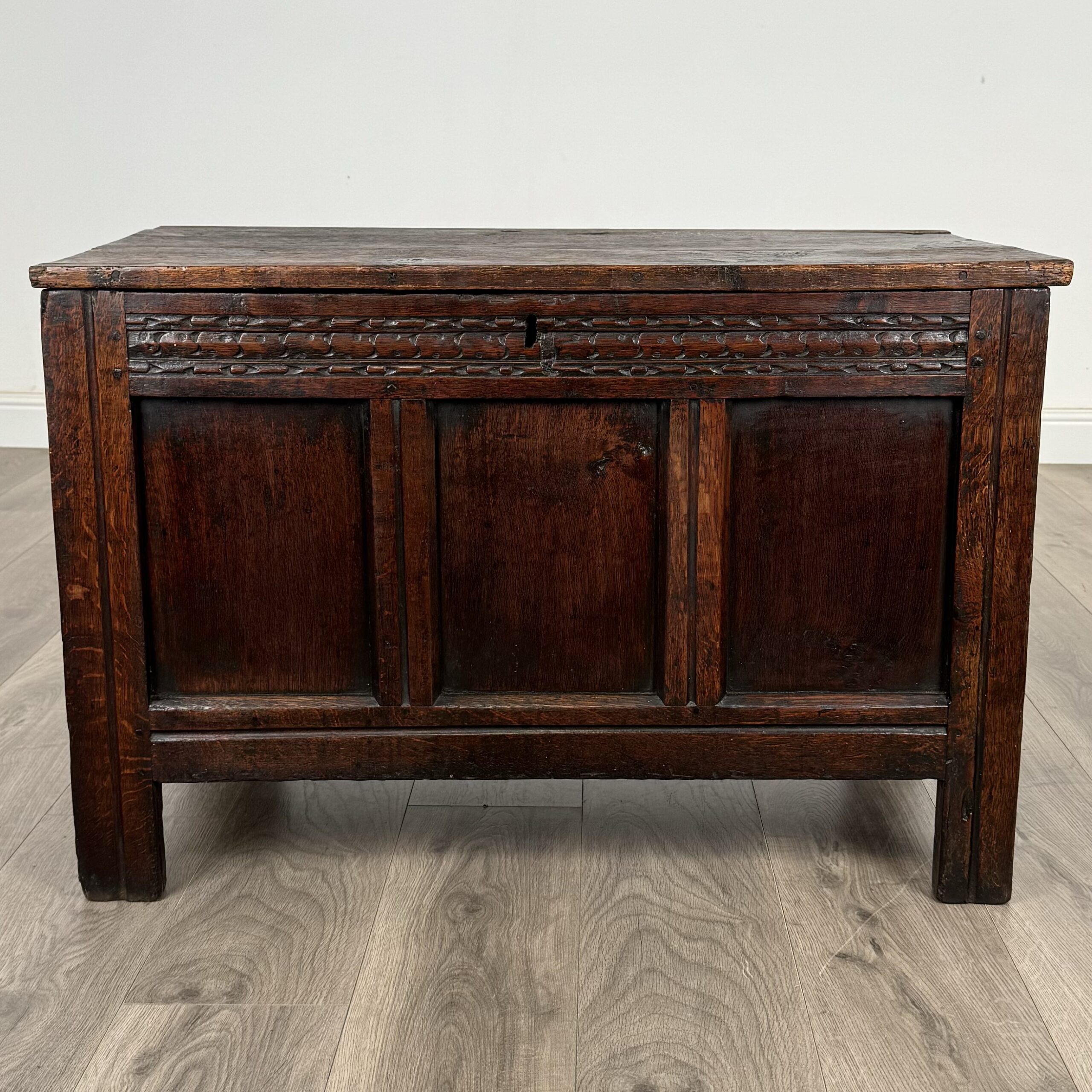Antique 18th Century Coffer / Blanket Box Of Small Proportions