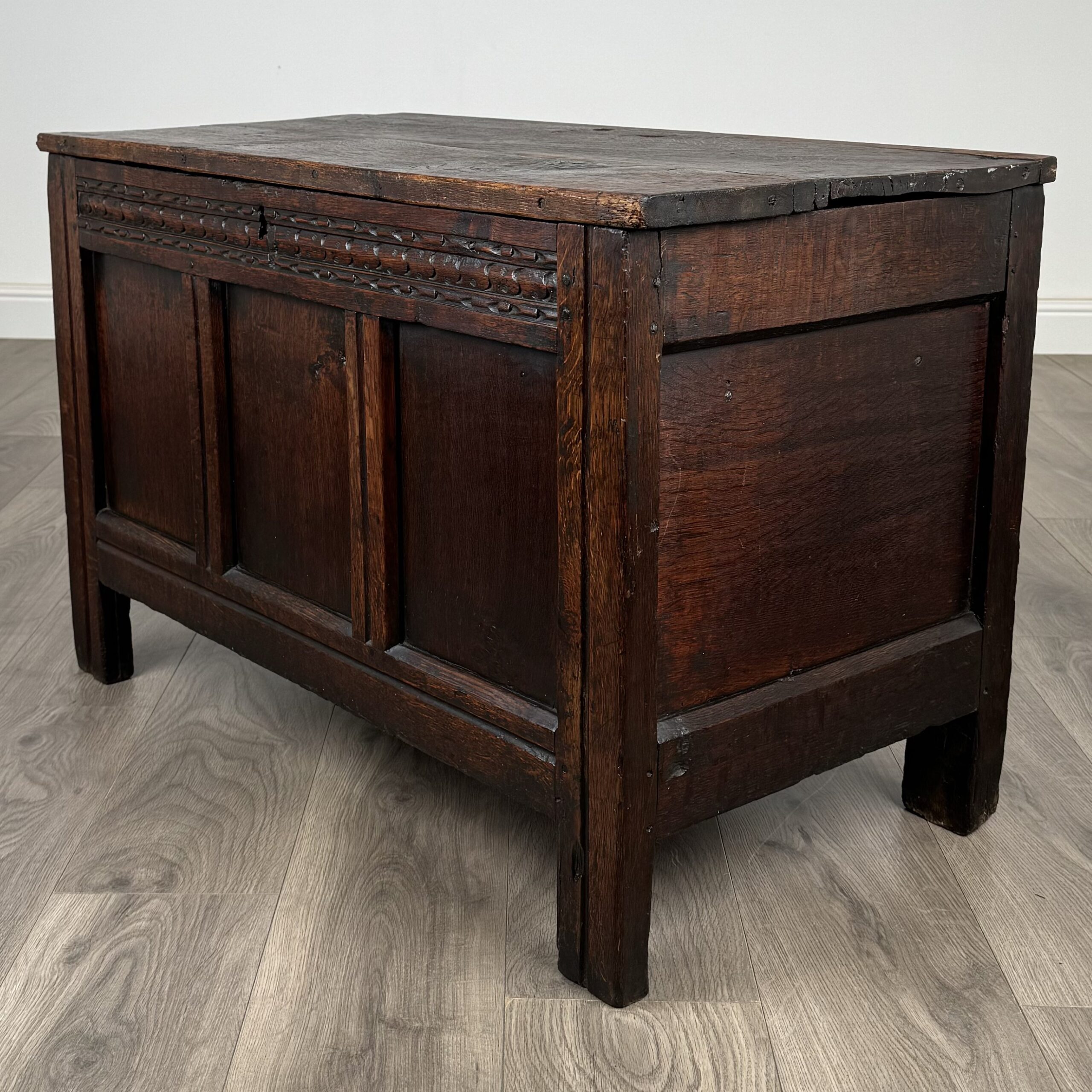 Antique 18th Century Coffer / Blanket Box Of Small Proportions