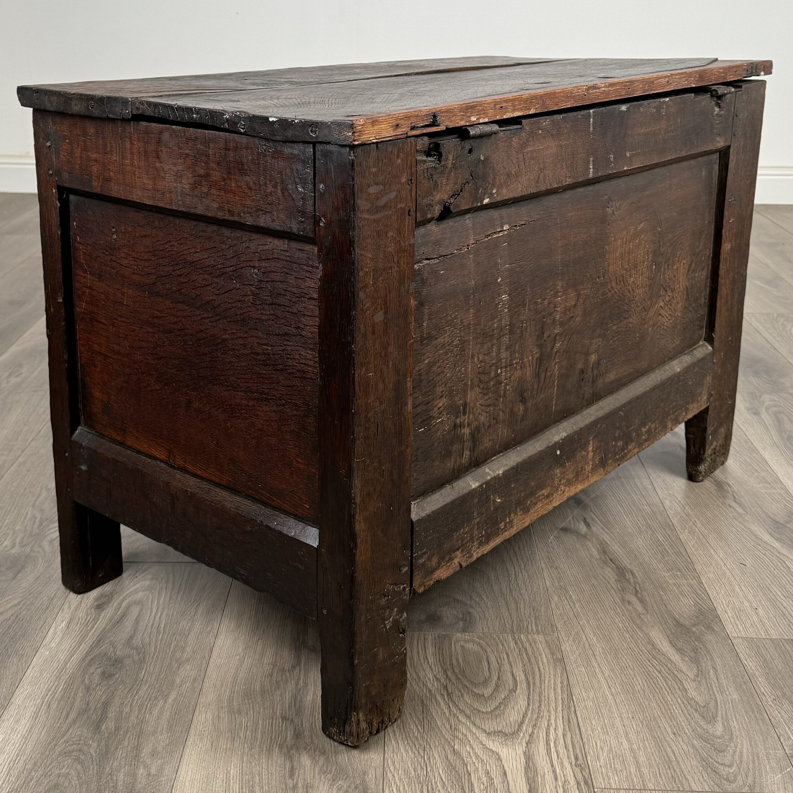 Antique 18th Century Coffer / Blanket Box Of Small Proportions