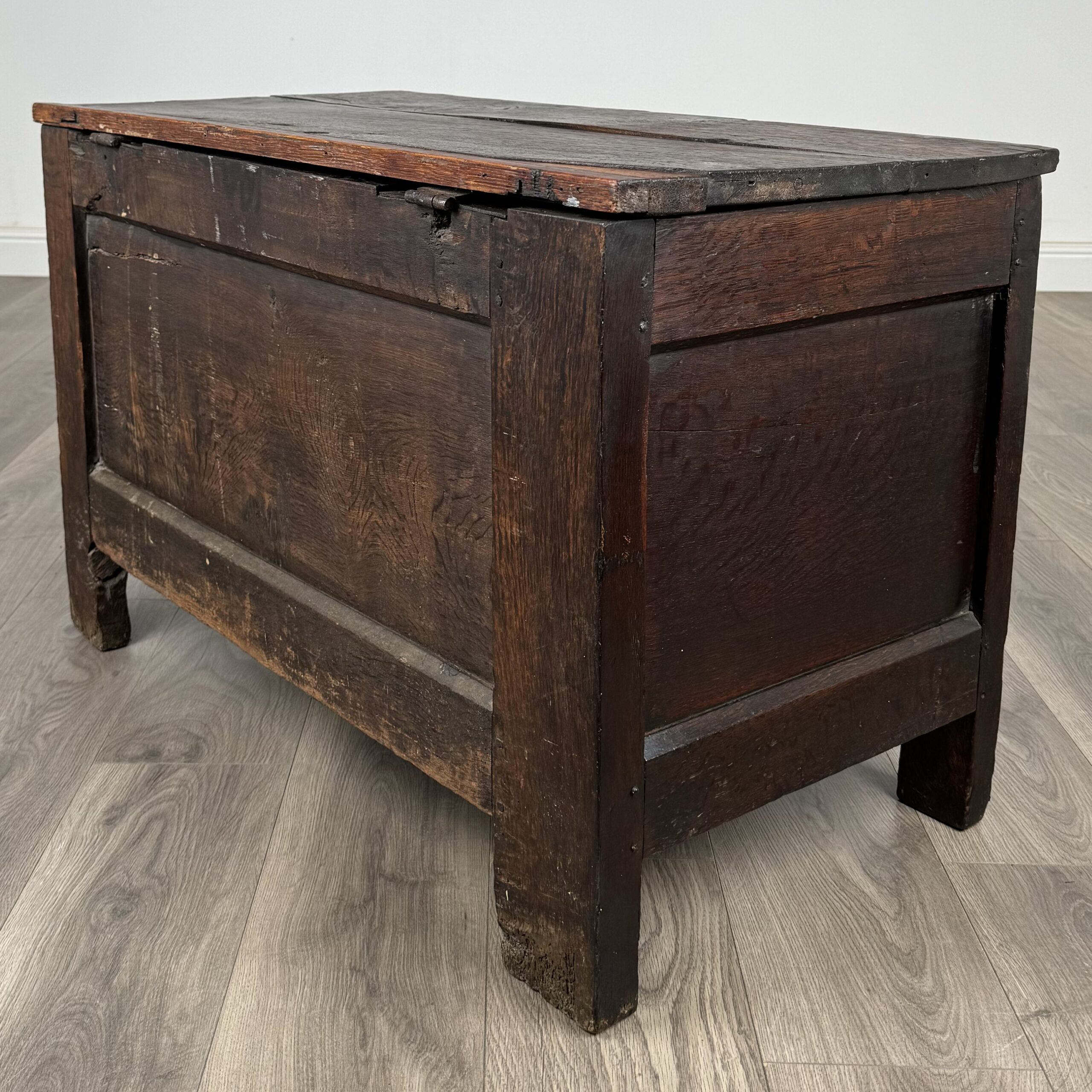 Antique 18th Century Coffer / Blanket Box Of Small Proportions