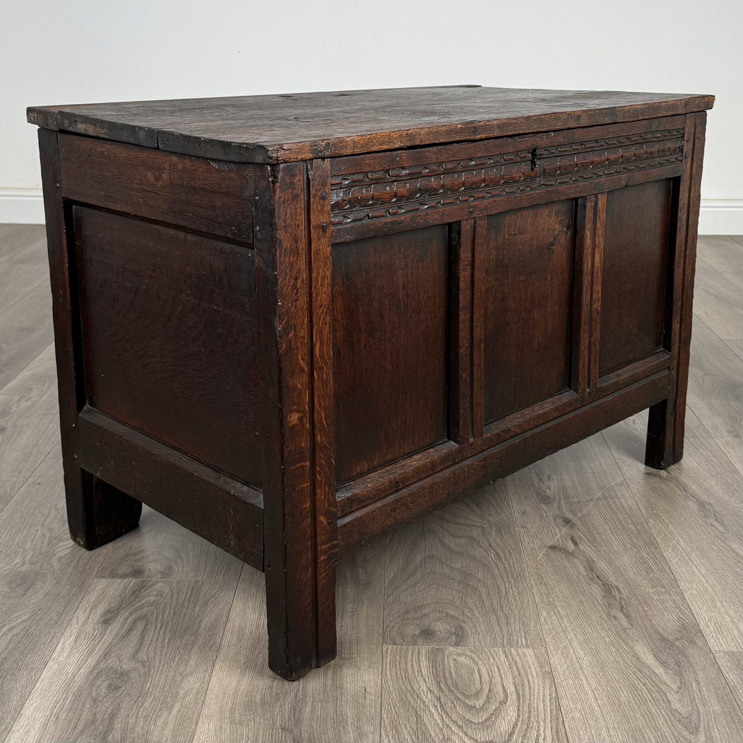 Antique 18th Century Coffer / Blanket Box Of Small Proportions