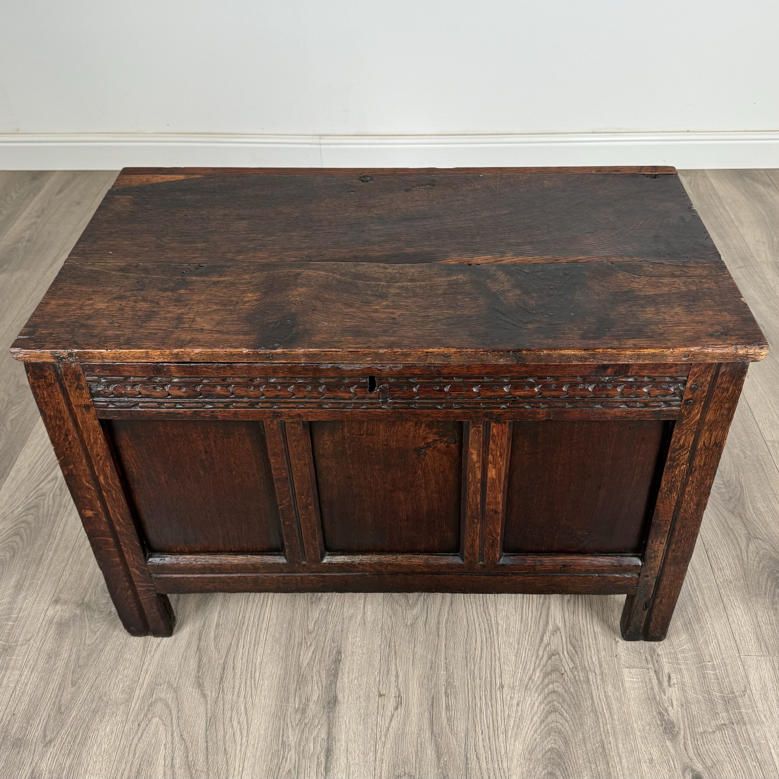Antique 18th Century Coffer / Blanket Box Of Small Proportions