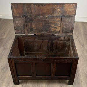 Antique 18th Century Coffer / Blanket Box Of Small Proportions