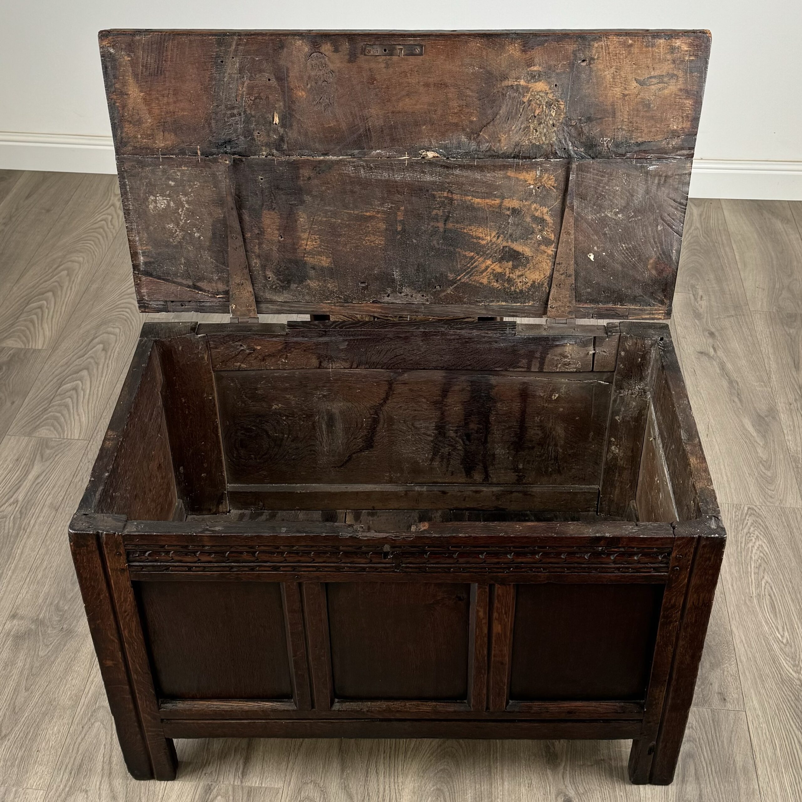 Antique 18th Century Coffer / Blanket Box Of Small Proportions
