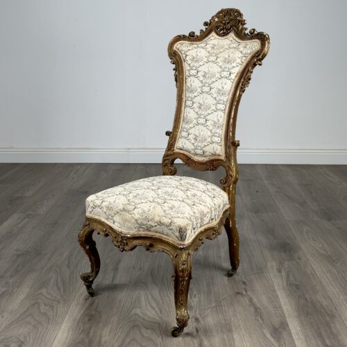 Antique 19th Century Gilded French Armchair / Hall Chair