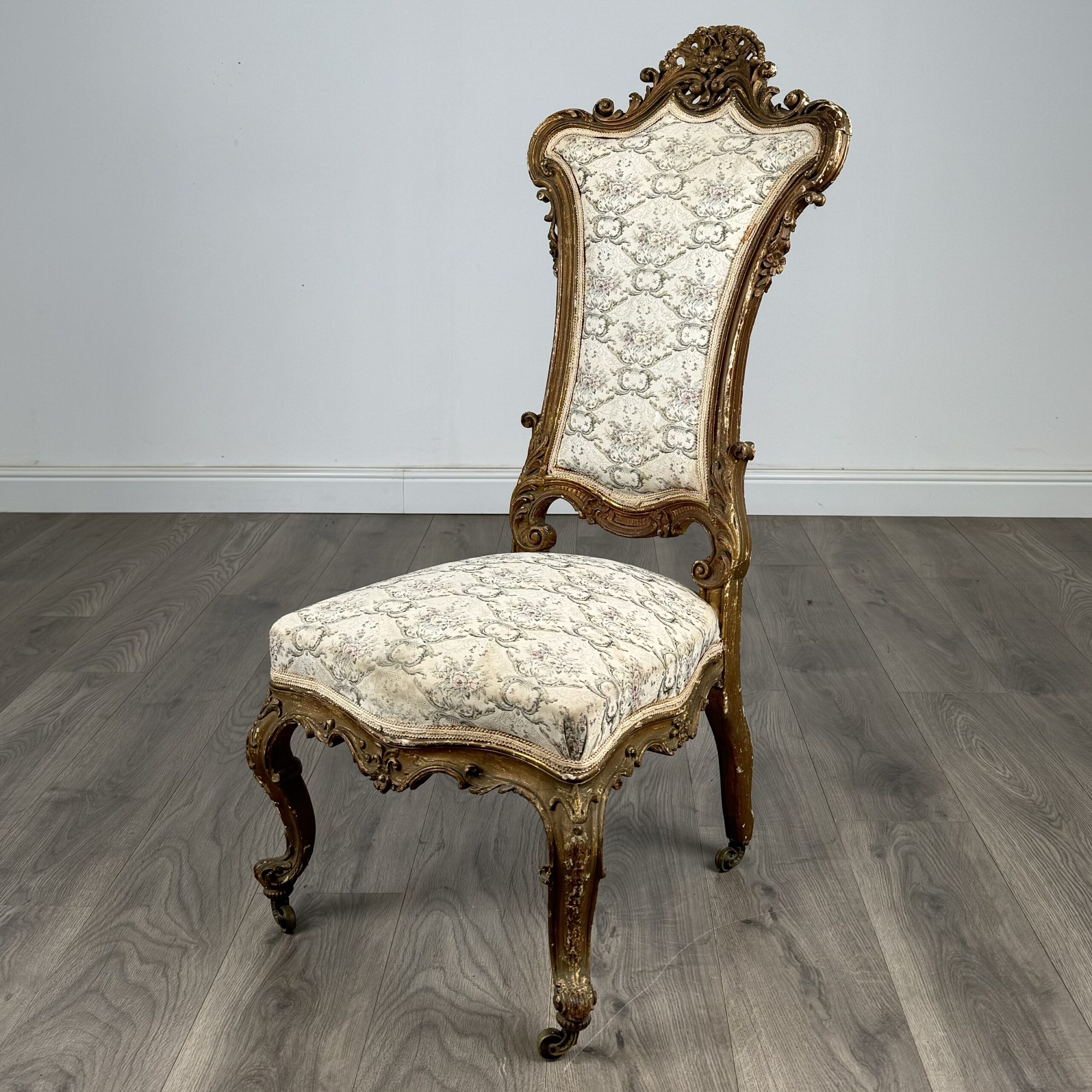 Antique 19th Century Gilded French Armchair / Hall Chair