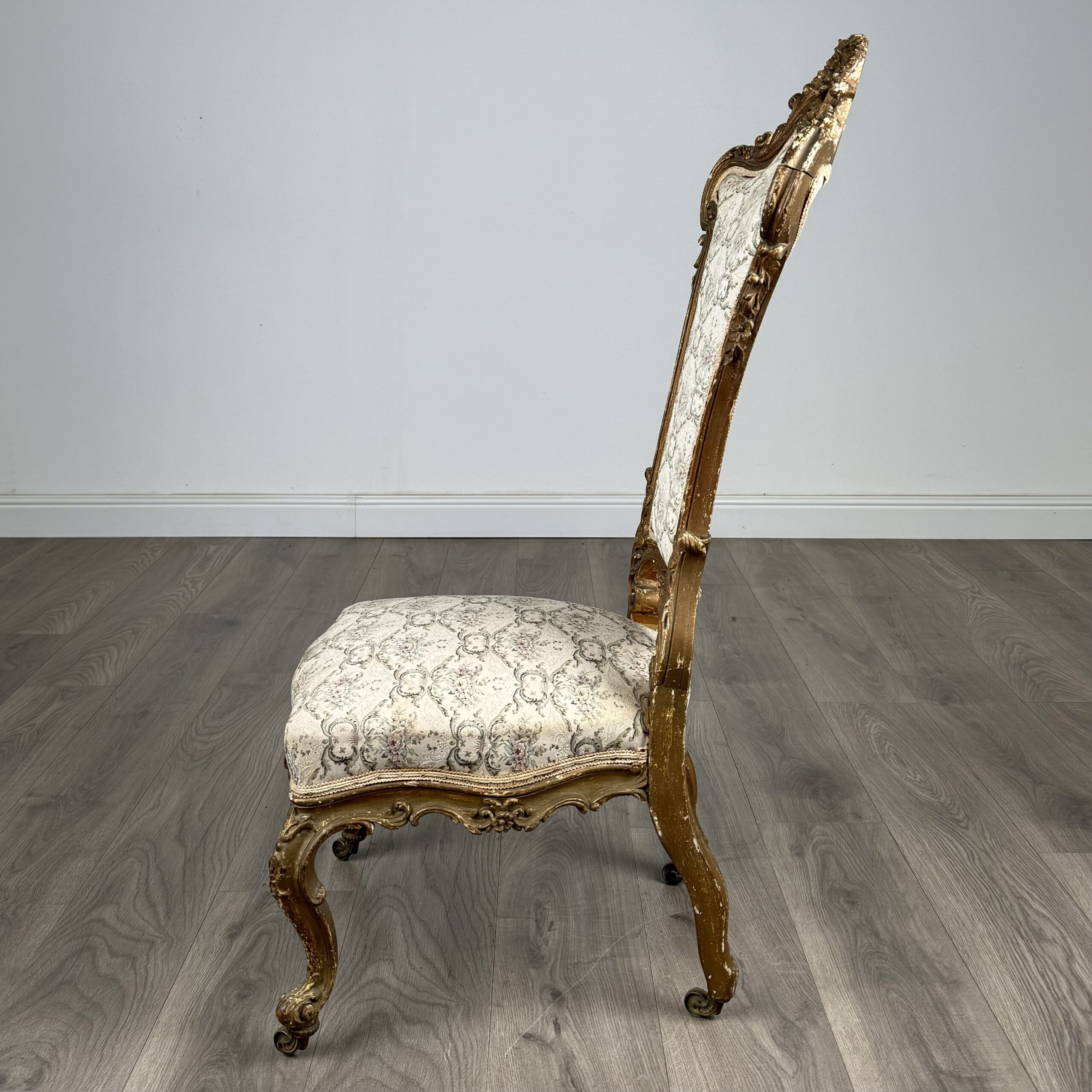 Antique 19th Century Gilded French Armchair / Hall Chair