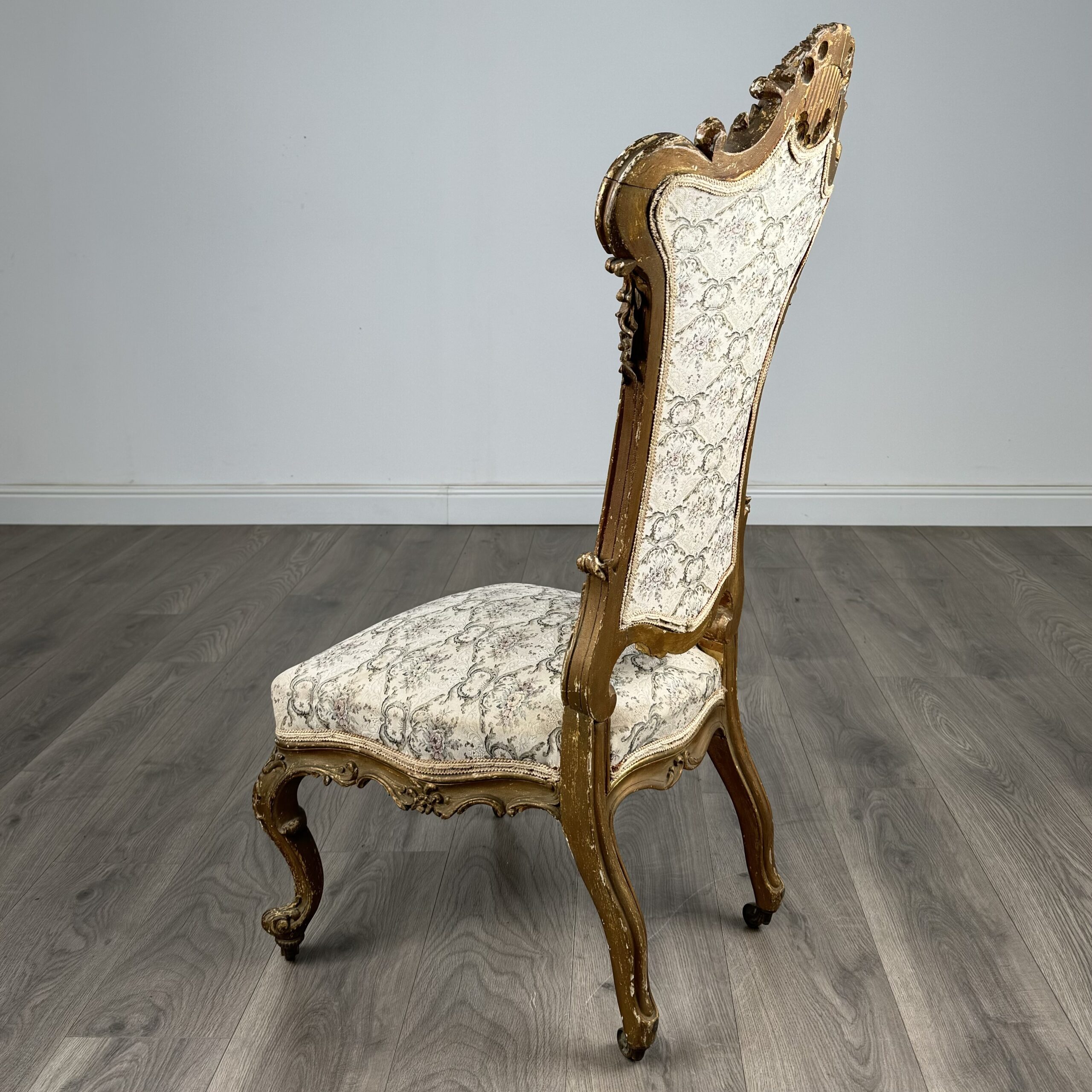 Antique 19th Century Gilded French Armchair / Hall Chair