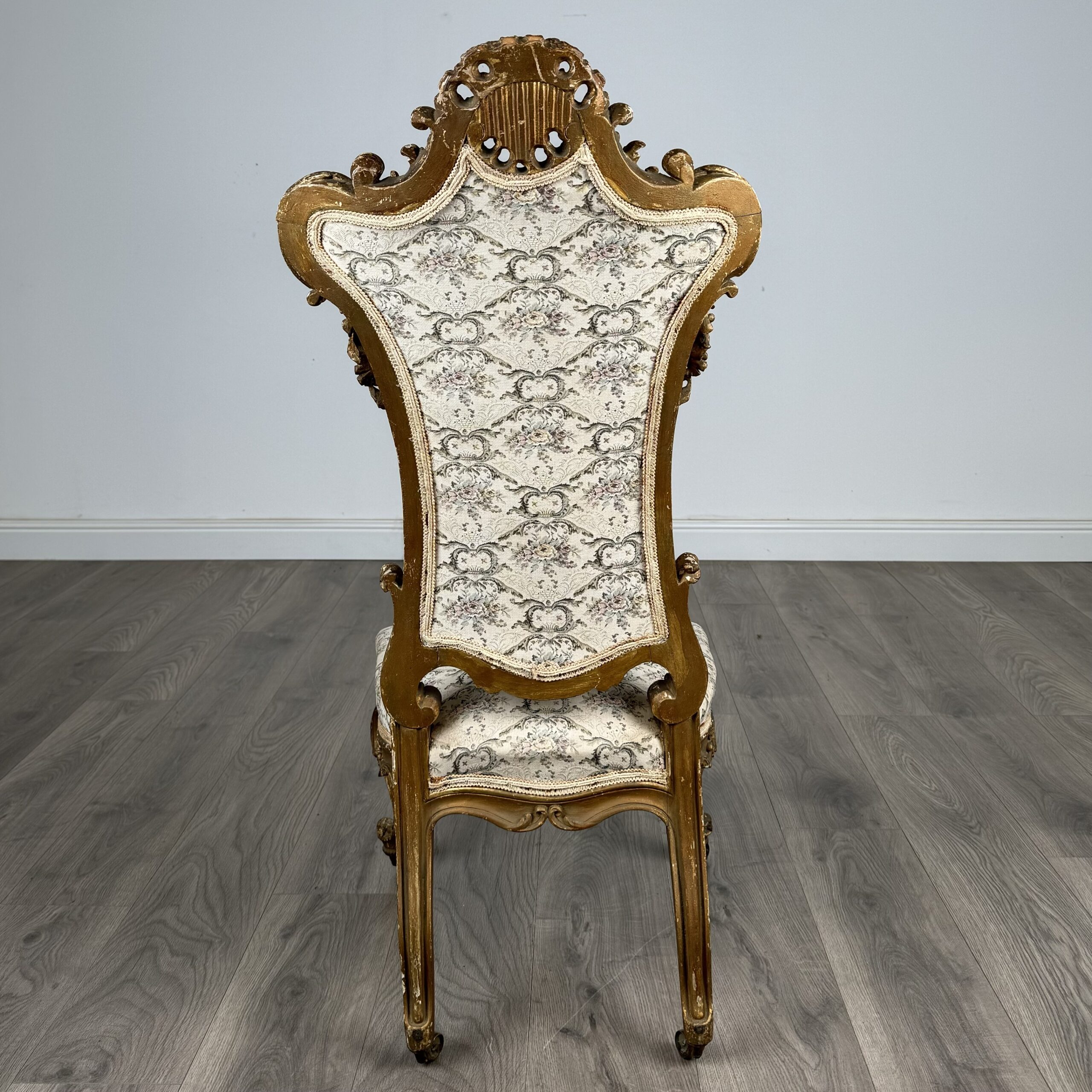 Antique 19th Century Gilded French Armchair / Hall Chair