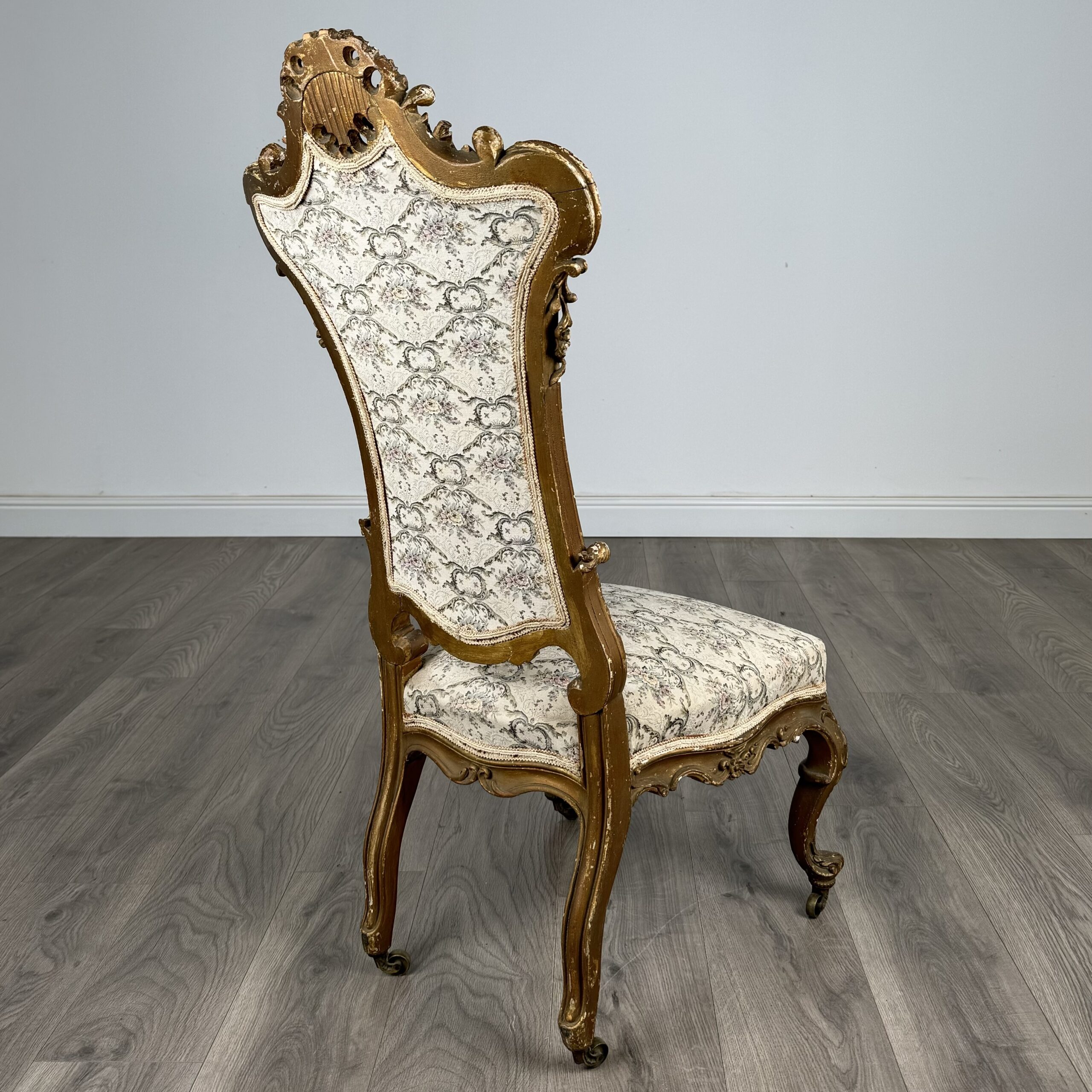 Antique 19th Century Gilded French Armchair / Hall Chair