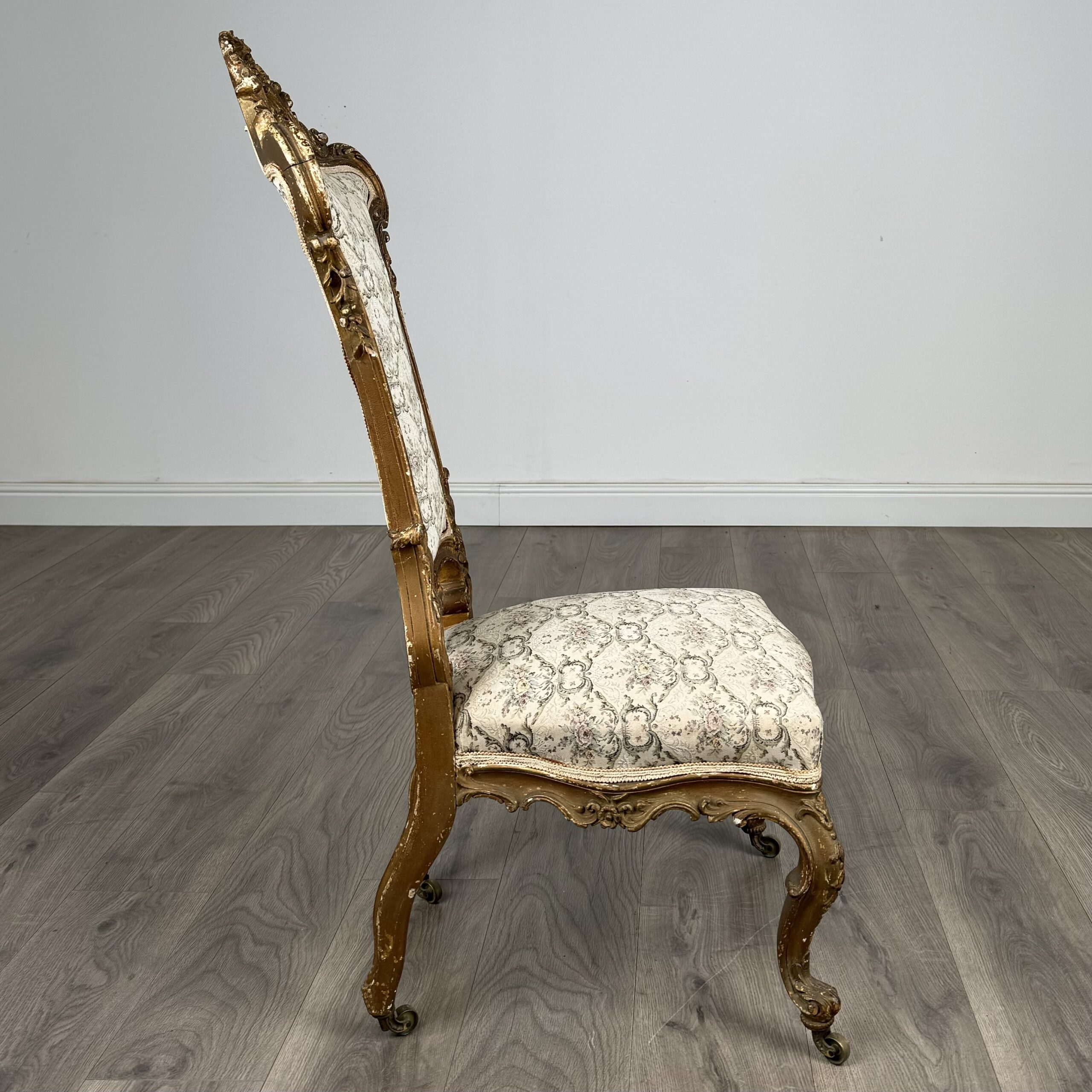 Antique 19th Century Gilded French Armchair / Hall Chair