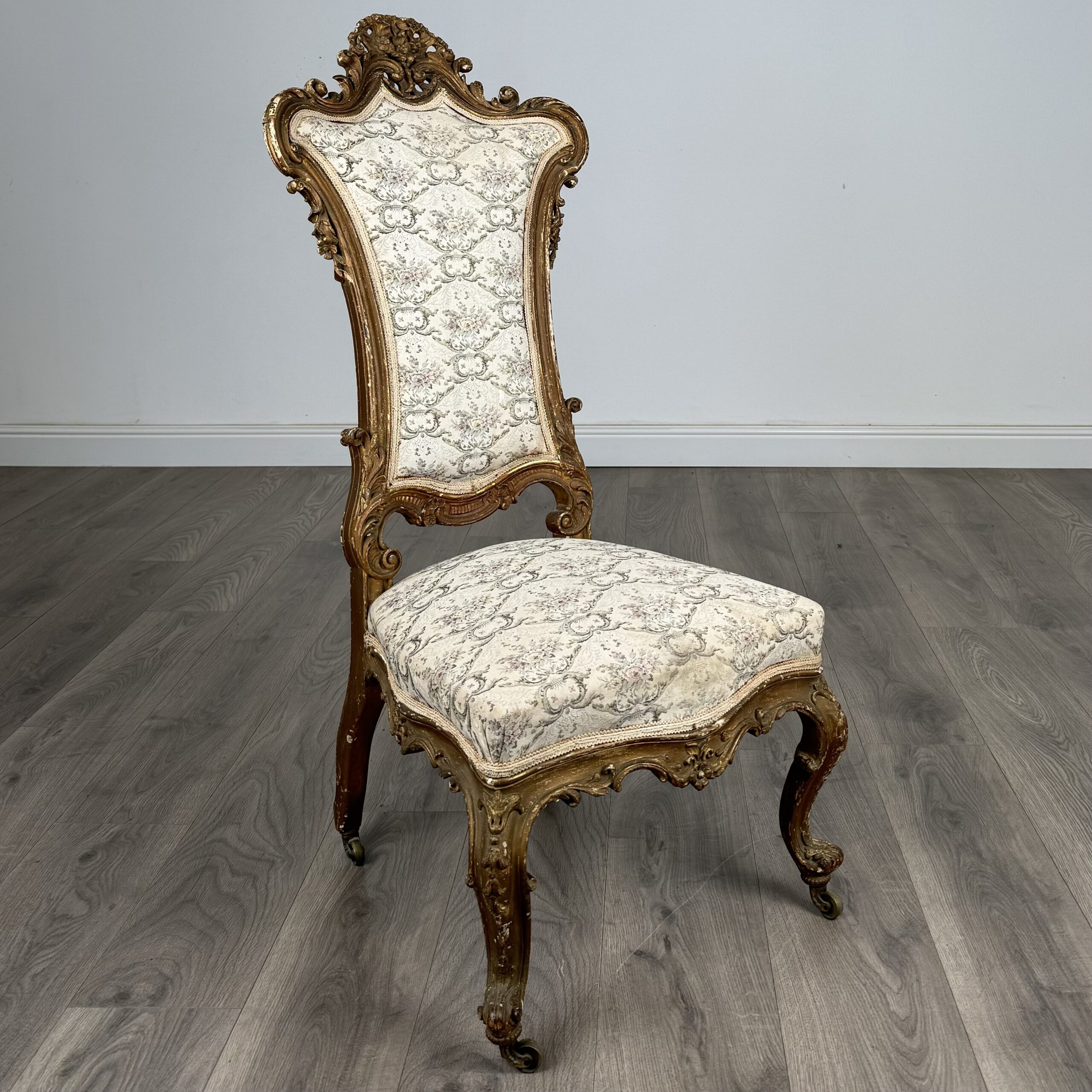 Antique 19th Century Gilded French Armchair / Hall Chair