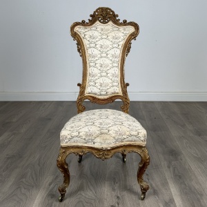 Antique 19th Century Gilded French Armchair / Hall Chair