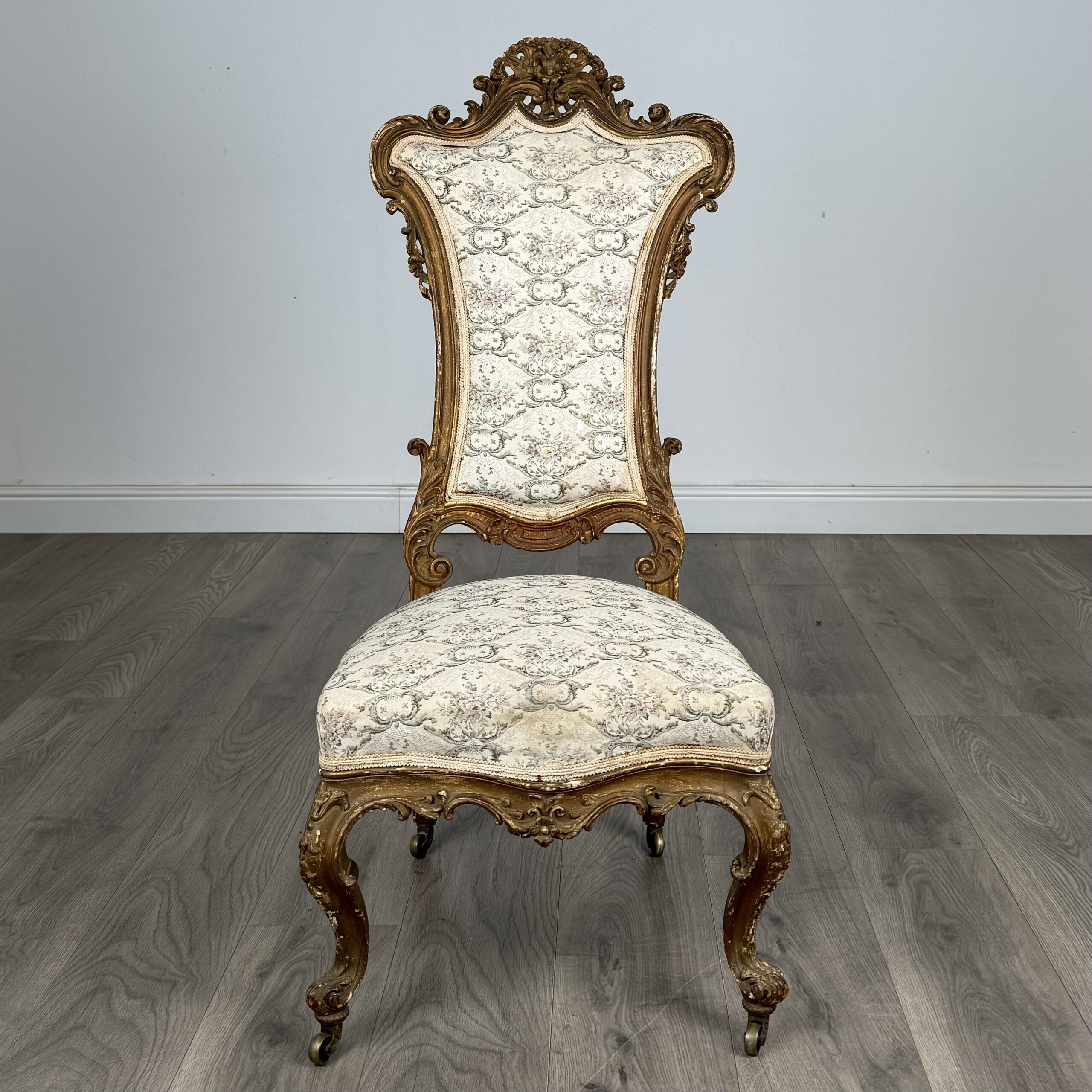 Antique 19th Century Gilded French Armchair / Hall Chair