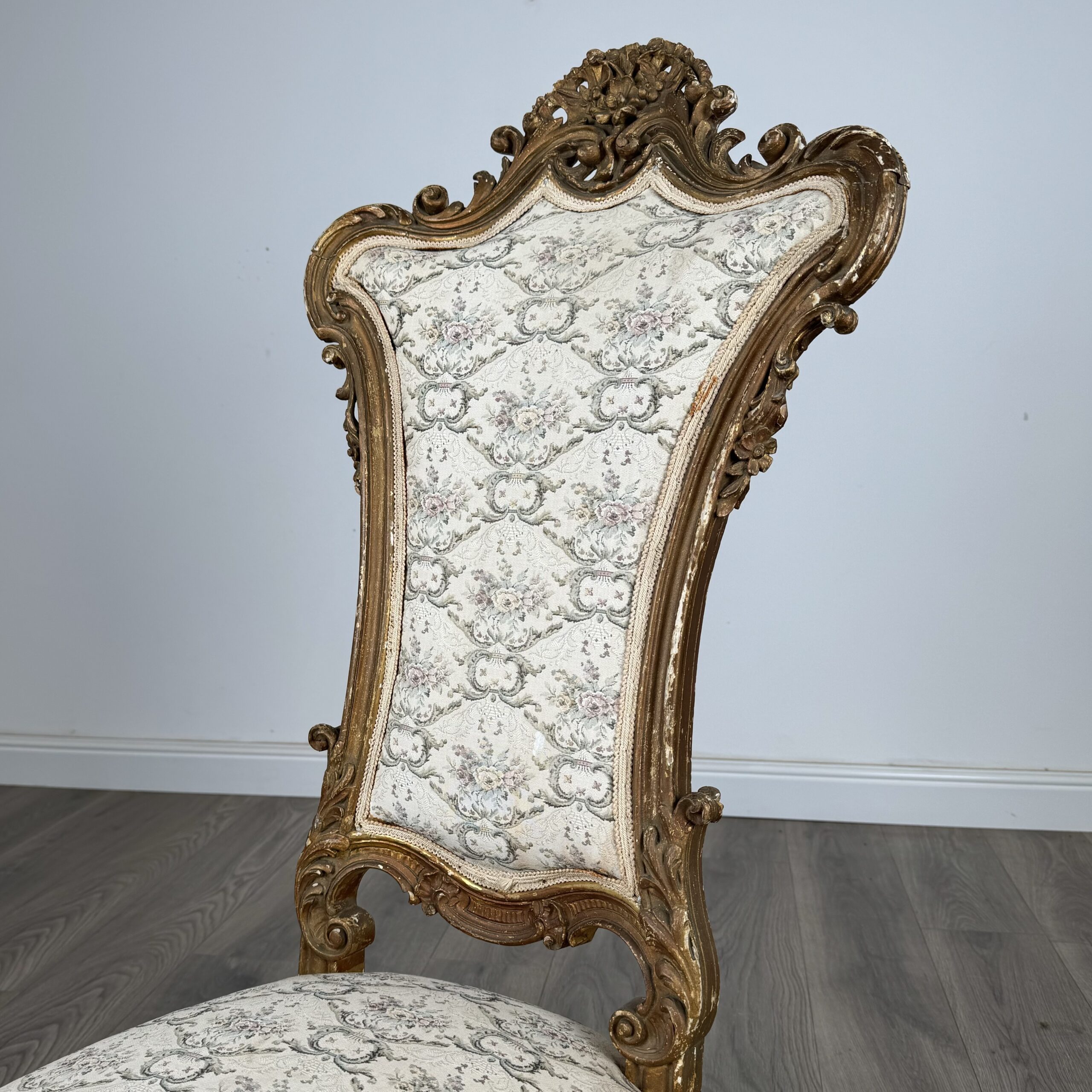 Antique 19th Century Gilded French Armchair / Hall Chair
