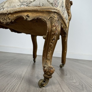 Antique 19th Century Gilded French Armchair / Hall Chair