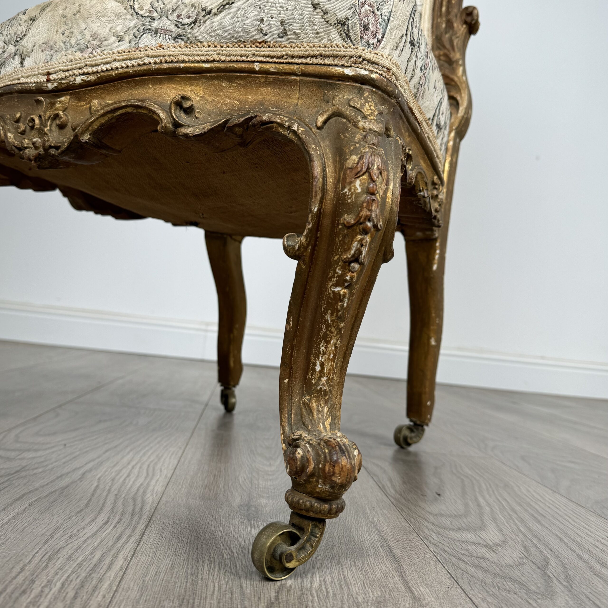 Antique 19th Century Gilded French Armchair / Hall Chair