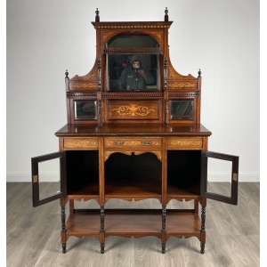 Antique 19th Century Marquetry Sideboard In Rosewood
