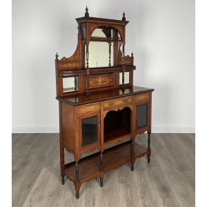 Antique 19th Century Marquetry Sideboard In Rosewood