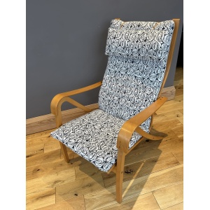 Mid century style Scandinavian lounge chair and footstool by Simo Heikkila