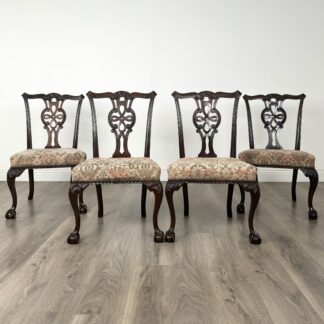 Antique 19th Century Set Of 4 Chippendale Style Dining Chairs