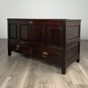 Antique 18th Century Coffer / Mule Chest In Oak