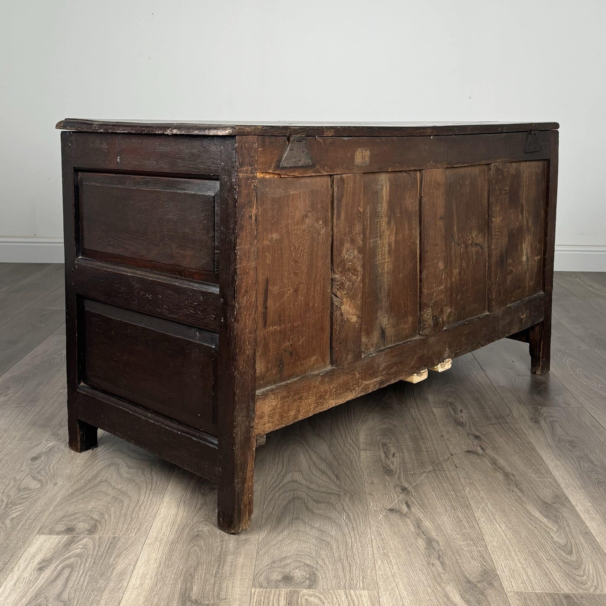 Antique 18th Century Coffer / Mule Chest In Oak