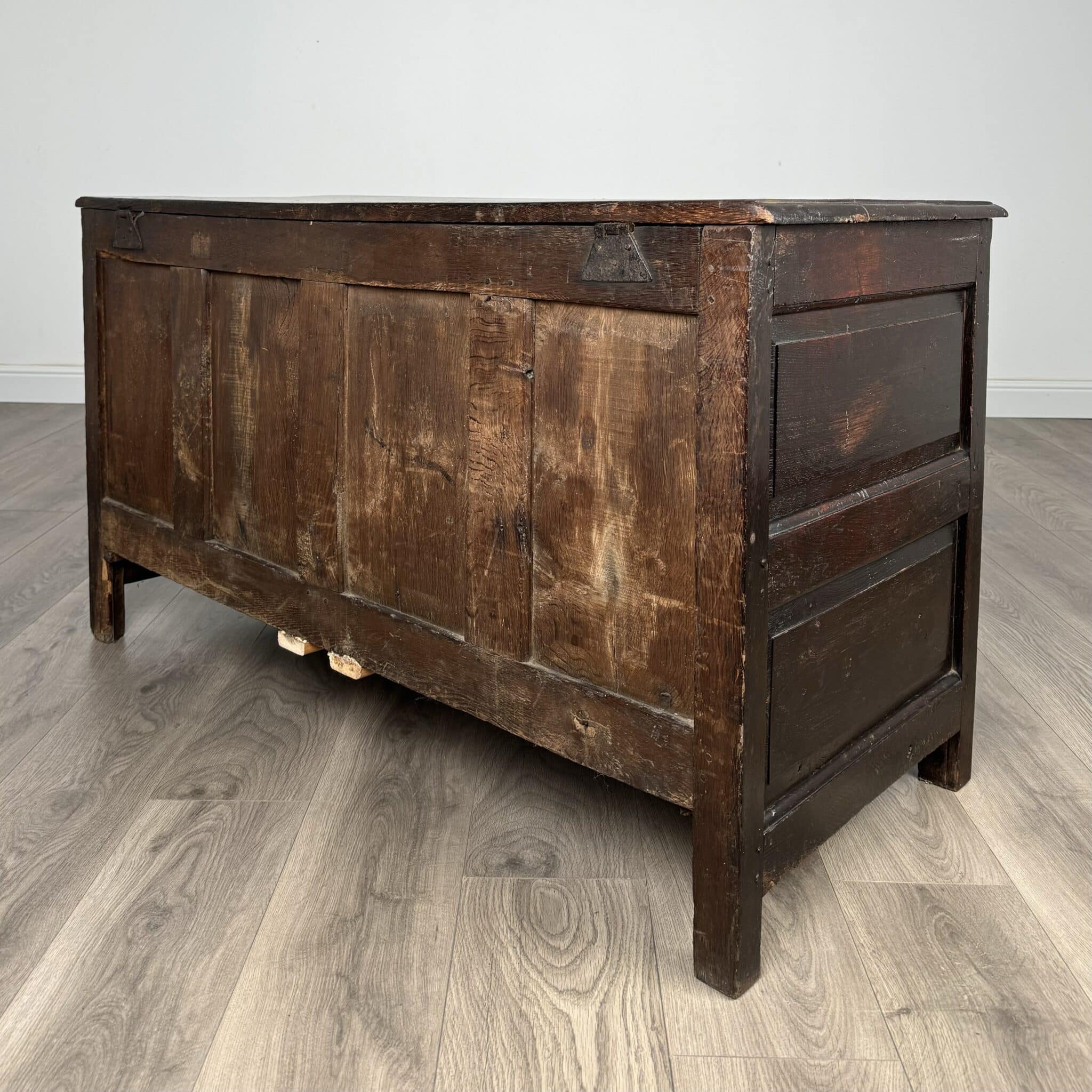 Antique 18th Century Coffer / Mule Chest In Oak