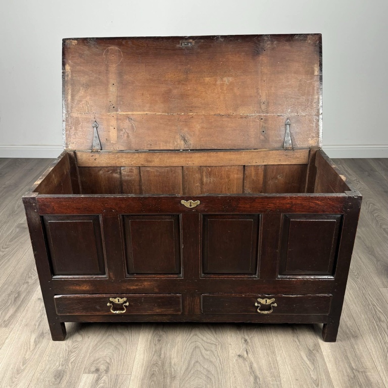 Antique 18th Century Coffer / Mule Chest In Oak - Image 10
