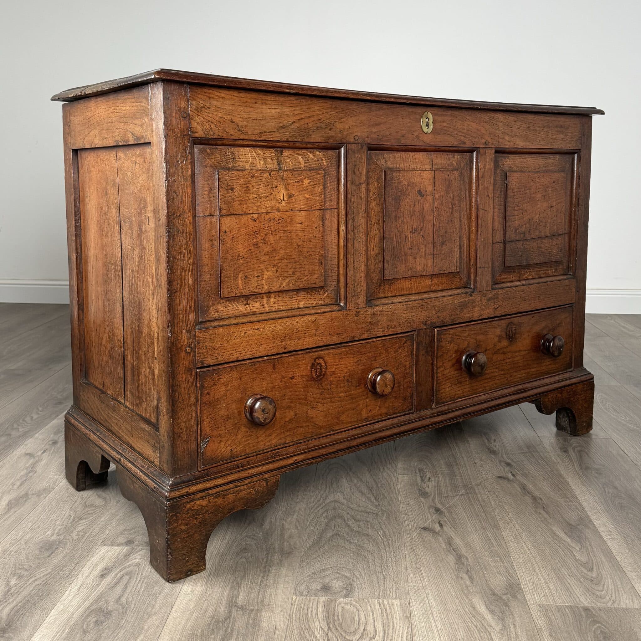 Antique 18th Century Mule Chest / Coffer In Oak