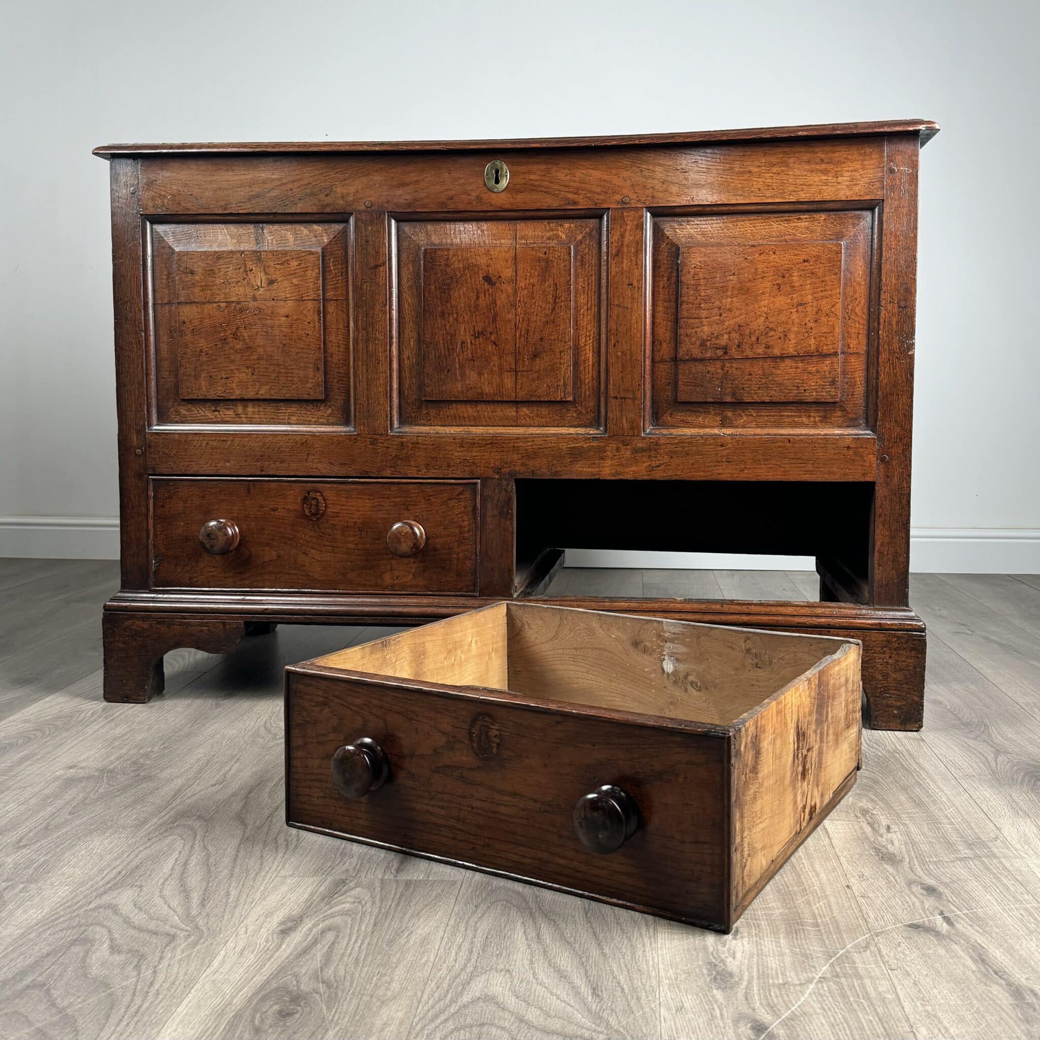 Antique 18th Century Mule Chest / Coffer In Oak