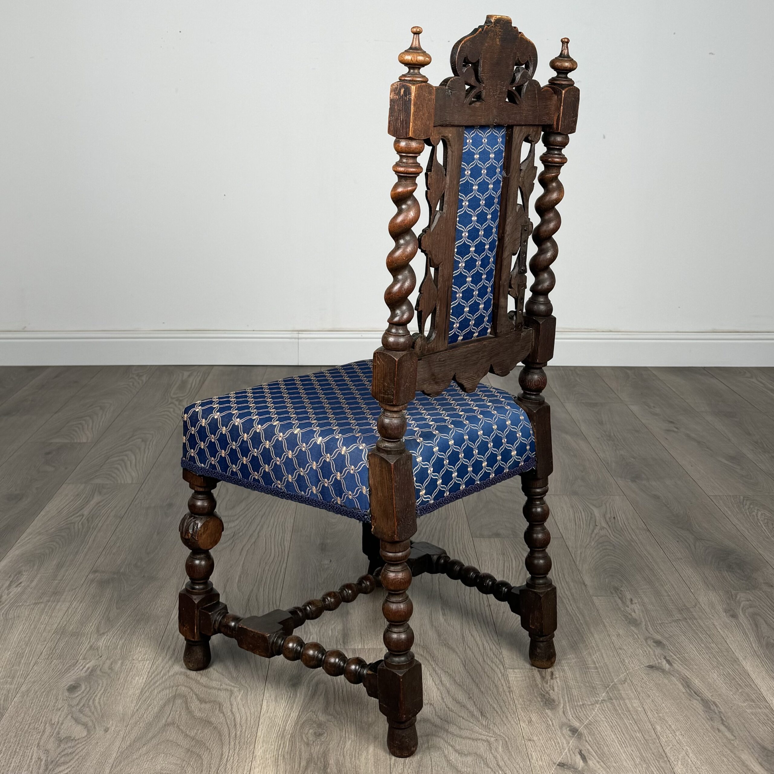 Antique 19th Century Pair Of Carved Hall Chair’s In Oak