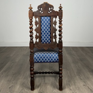 Antique 19th Century Pair Of Carved Hall Chair’s In Oak