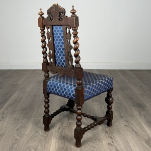 Antique 19th Century Pair Of Carved Hall Chair’s In Oak