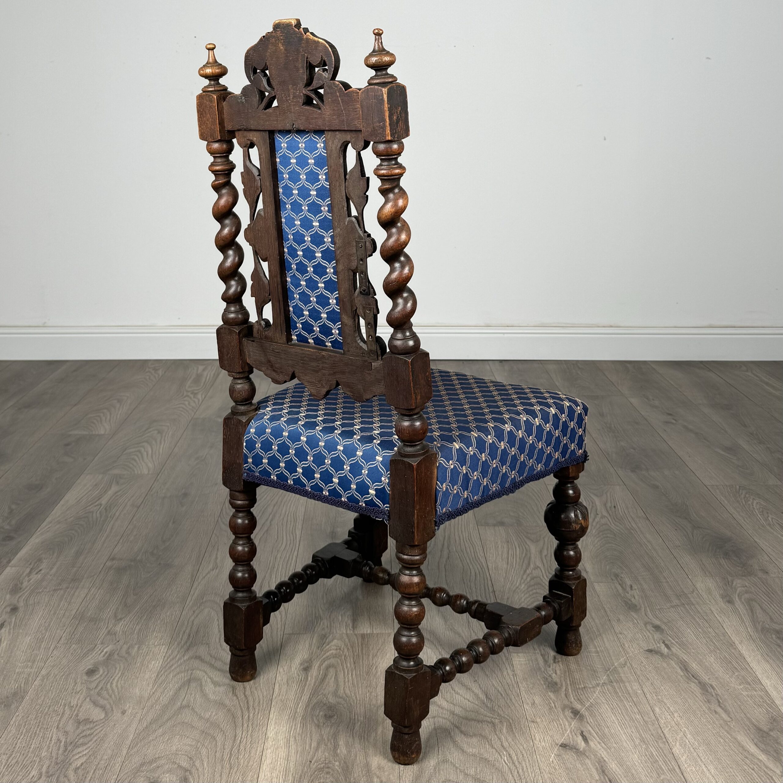 Antique 19th Century Pair Of Carved Hall Chair’s In Oak