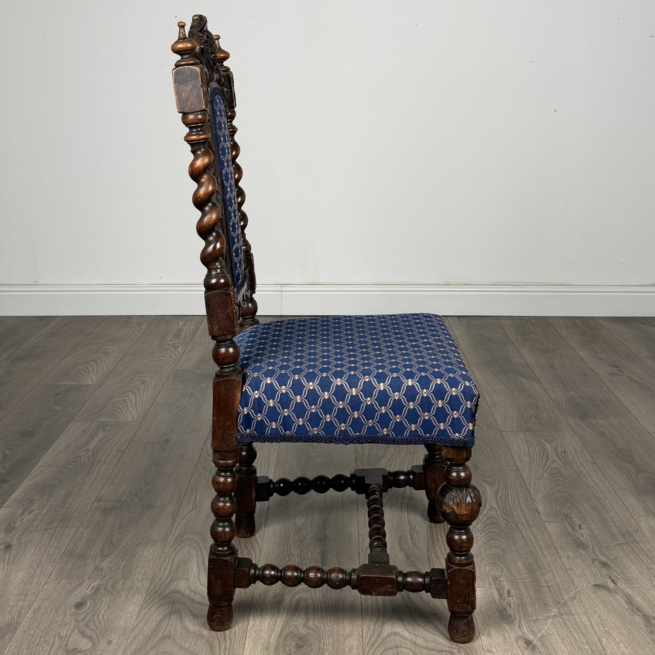 Antique 19th Century Pair Of Carved Hall Chair’s In Oak