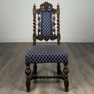 Antique 19th Century Pair Of Carved Hall Chair’s In Oak