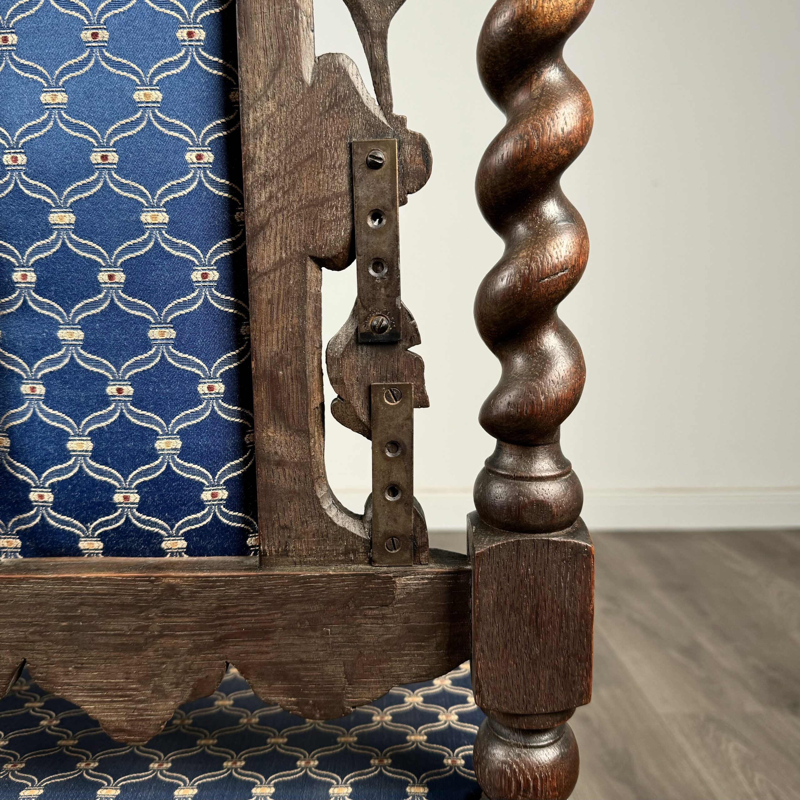 Antique 19th Century Pair Of Carved Hall Chair’s In Oak