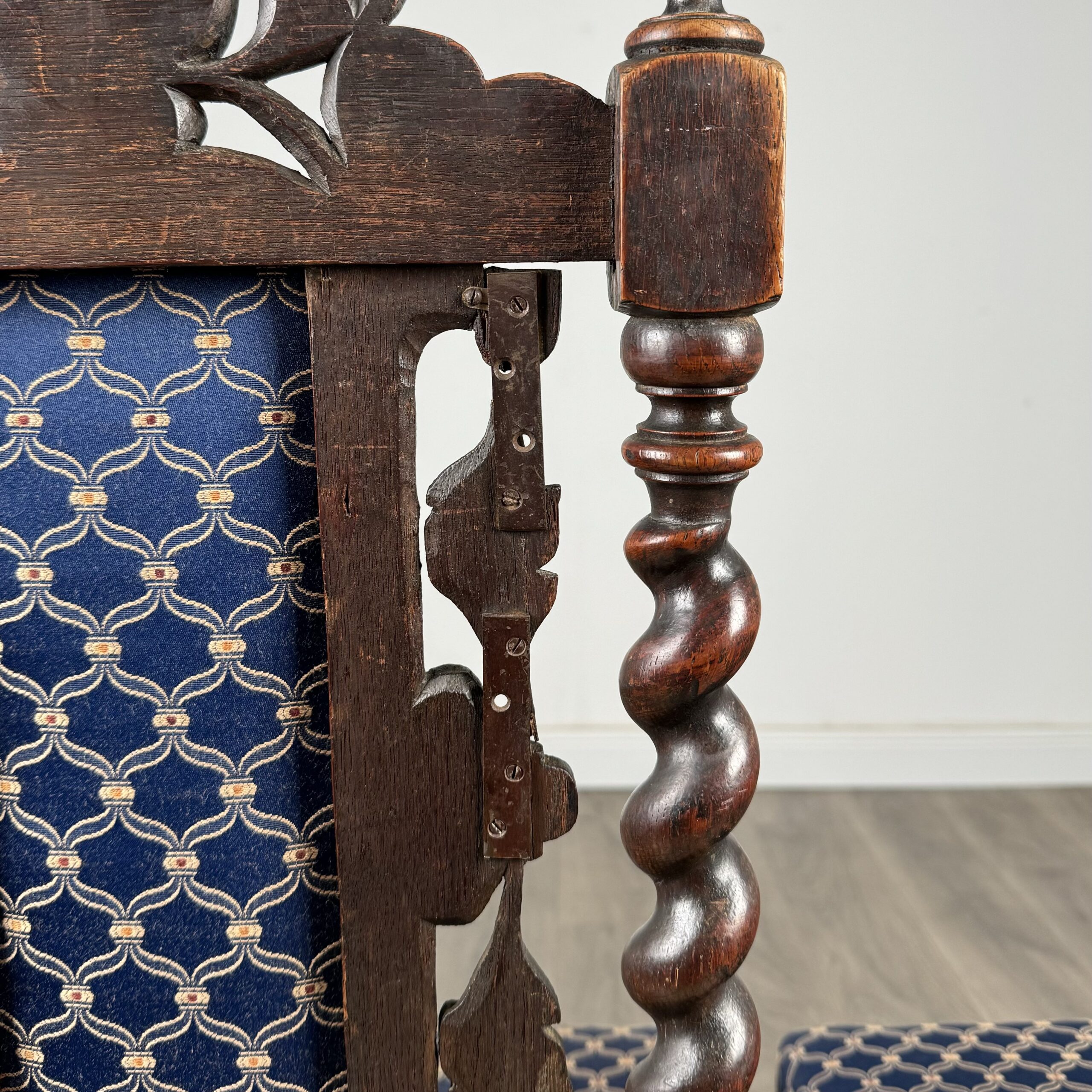 Antique 19th Century Pair Of Carved Hall Chair’s In Oak