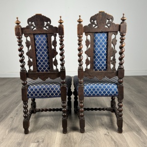 Antique 19th Century Pair Of Carved Hall Chair’s In Oak