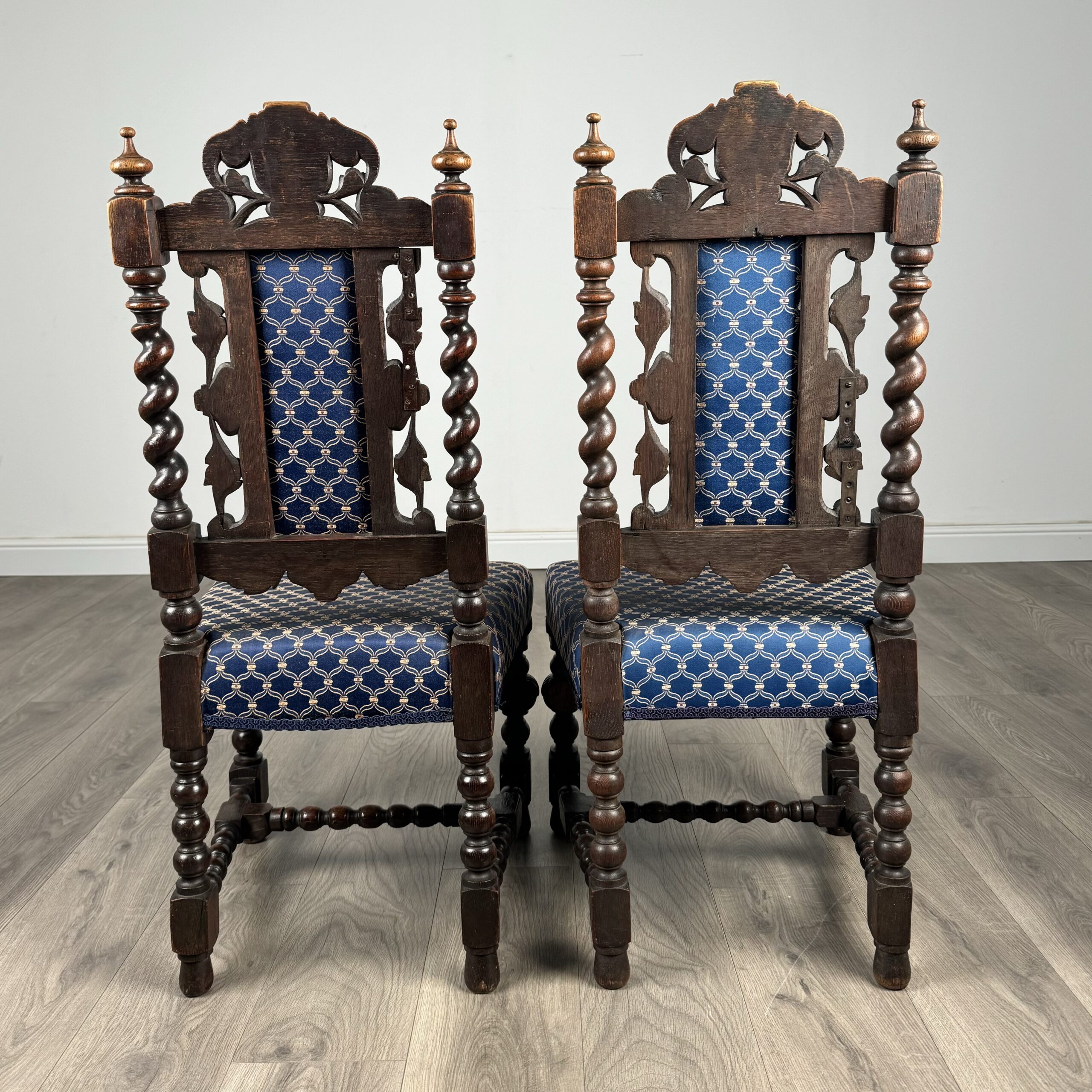 Antique 19th Century Pair Of Carved Hall Chair’s In Oak