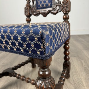 Antique 19th Century Pair Of Carved Hall Chair’s In Oak